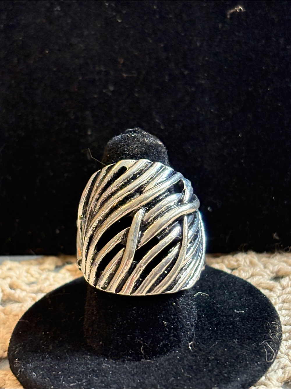 Source Unknown Silver-Tone Open Wave Filigree Ring
